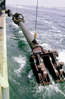 Dredger in operation