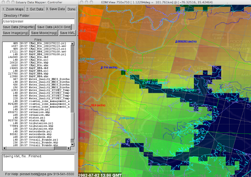 Image of subset data saved to ArcGIS, GoogleEarth & others