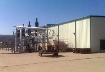 Utility vehicle parked outside the new landfill gas-to-energy plant which opened in September 2008