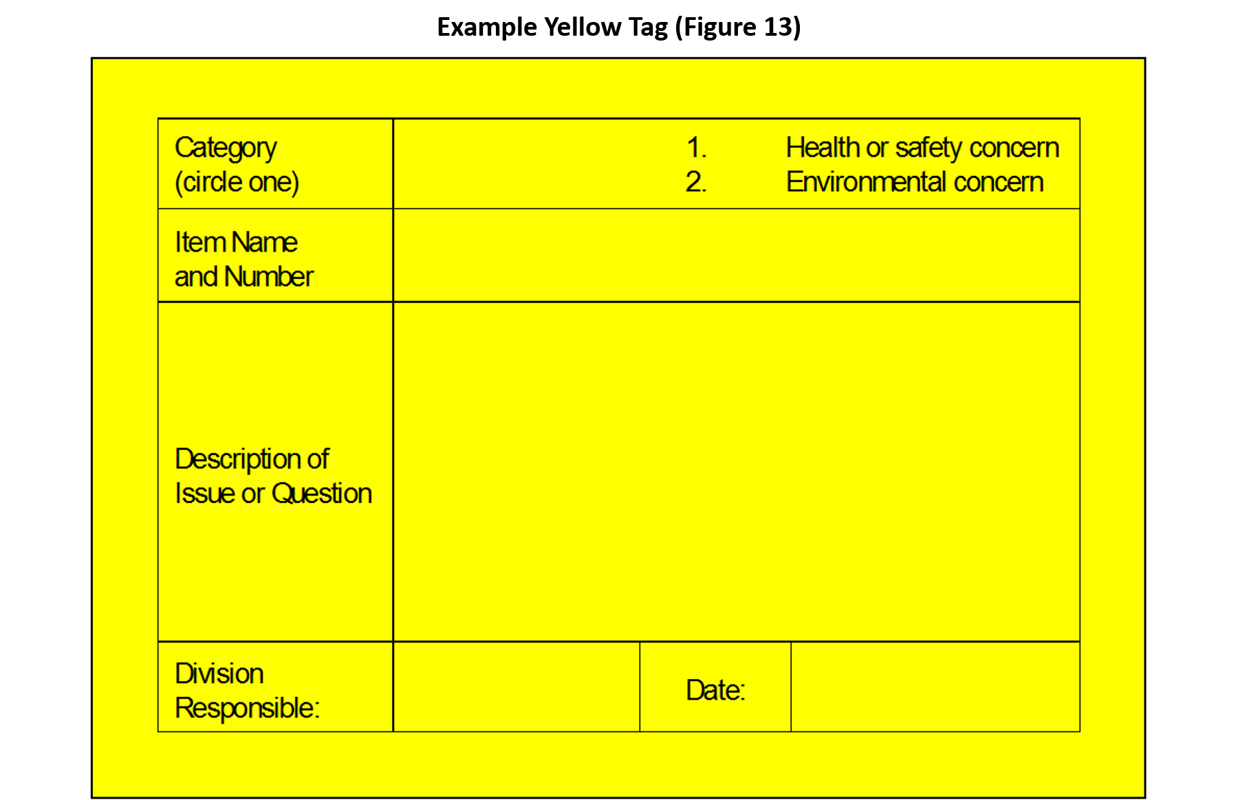 Example Yellow Tag (Figure 13)