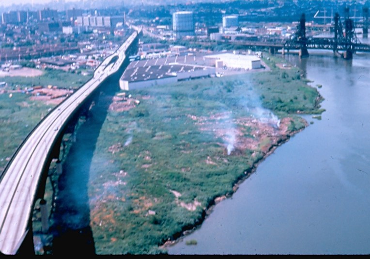 Aerial view of contaminated land