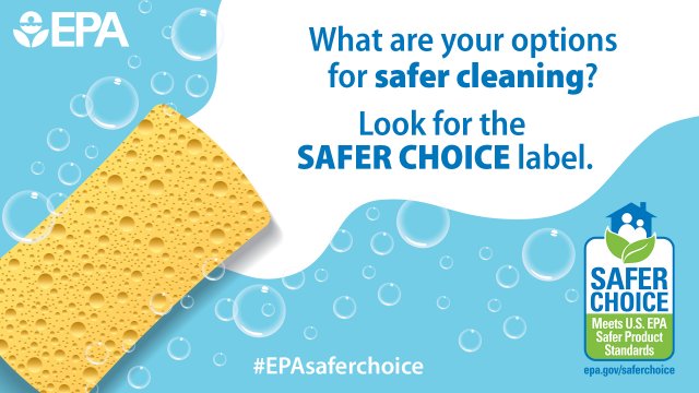 Sponge with bubbles and Safer Choice label