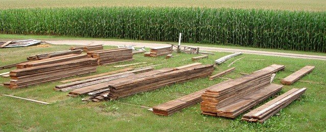 Image of wood salvaged during deconstruction which can be used for other projects.