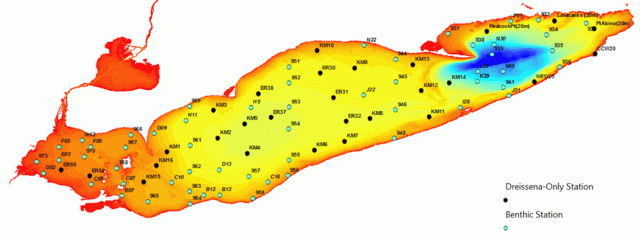 Map of Sites sampled to monitor and map Lake Erie’s benthic organisms