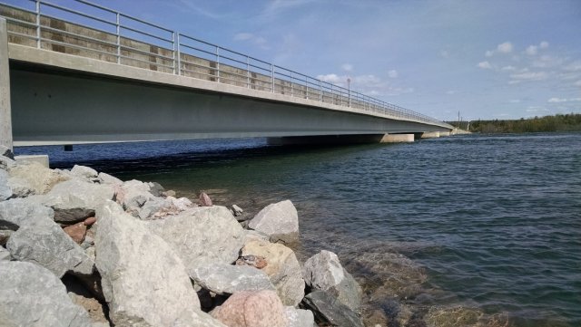 Photo of Construction of a multi span bridge replacing an old causeway crossing the river began in 2013