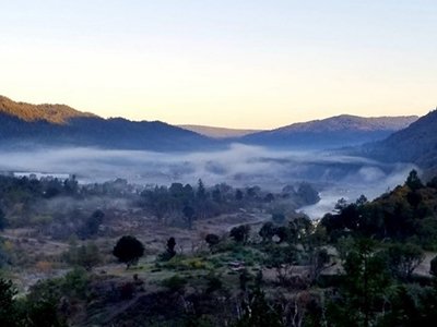 Wood burning smoke in Hoopa, CA