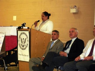 Neighbors of the former Gorham Manufacturing Site in Providence lead a community forum with the parties responsible for cleaning up contaminated soil and groundwater at Alvarez High School in May 2010.