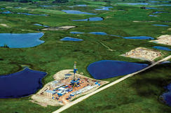 Aerial photograph of hydraulic fracturing well sites near Williston, North Dakota. Image ©J Henry Fair / Flights provided by LightHawk 