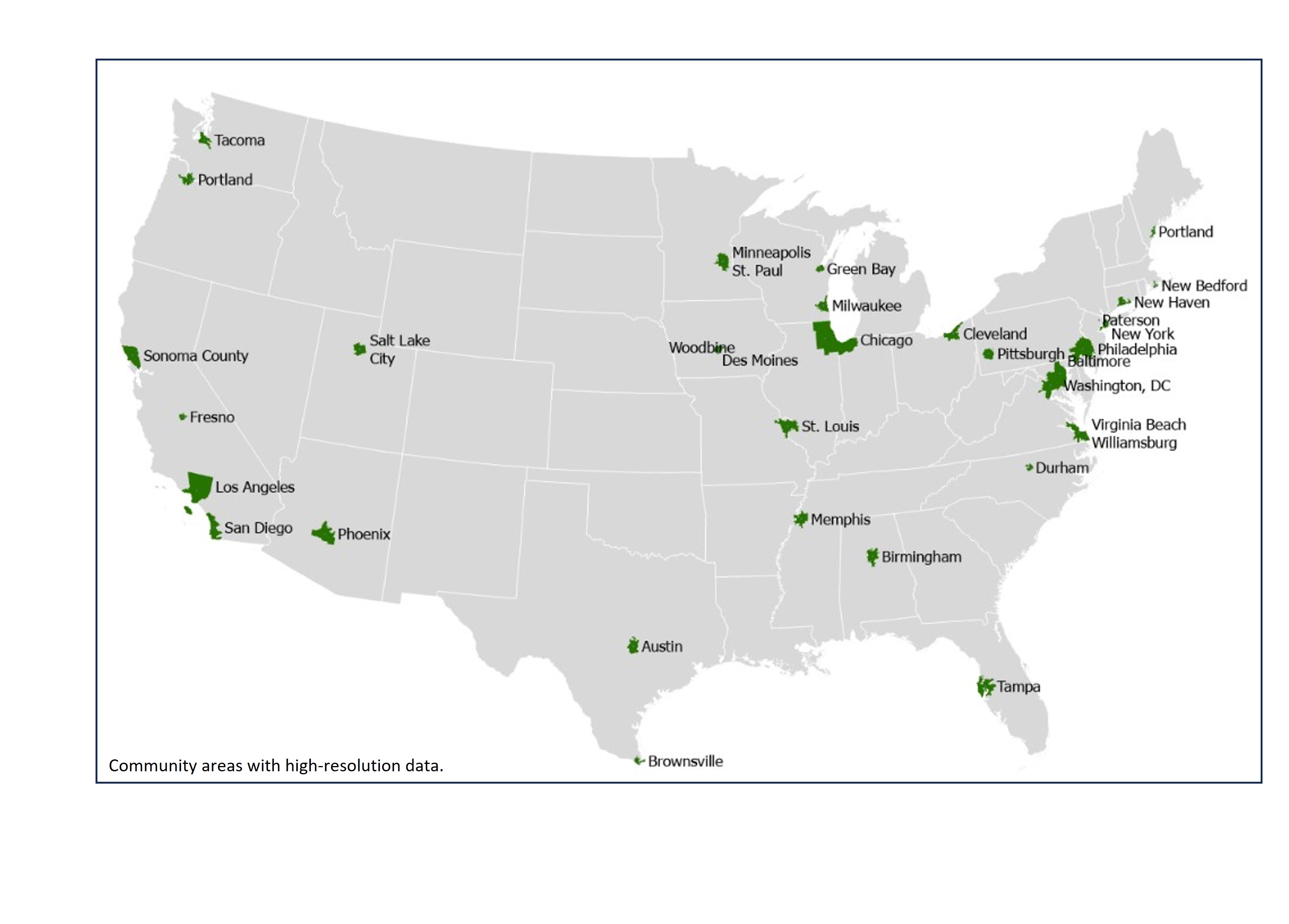 Image showing locations of EnviroAtlas urban communities 