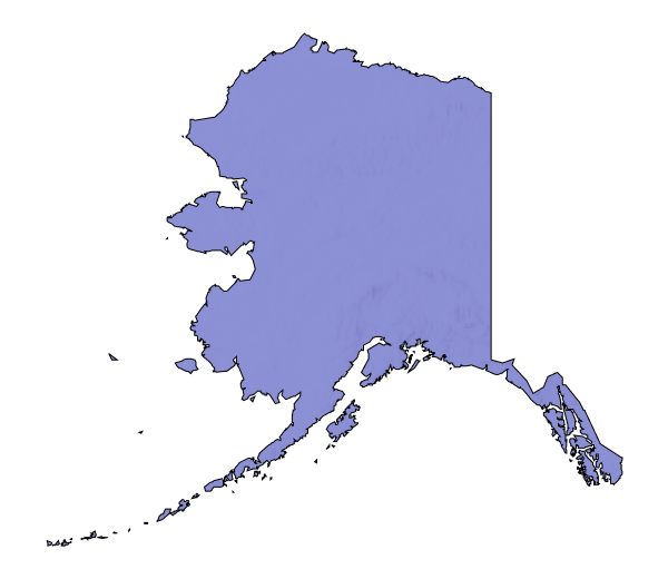 Alaska region, shaded in purple