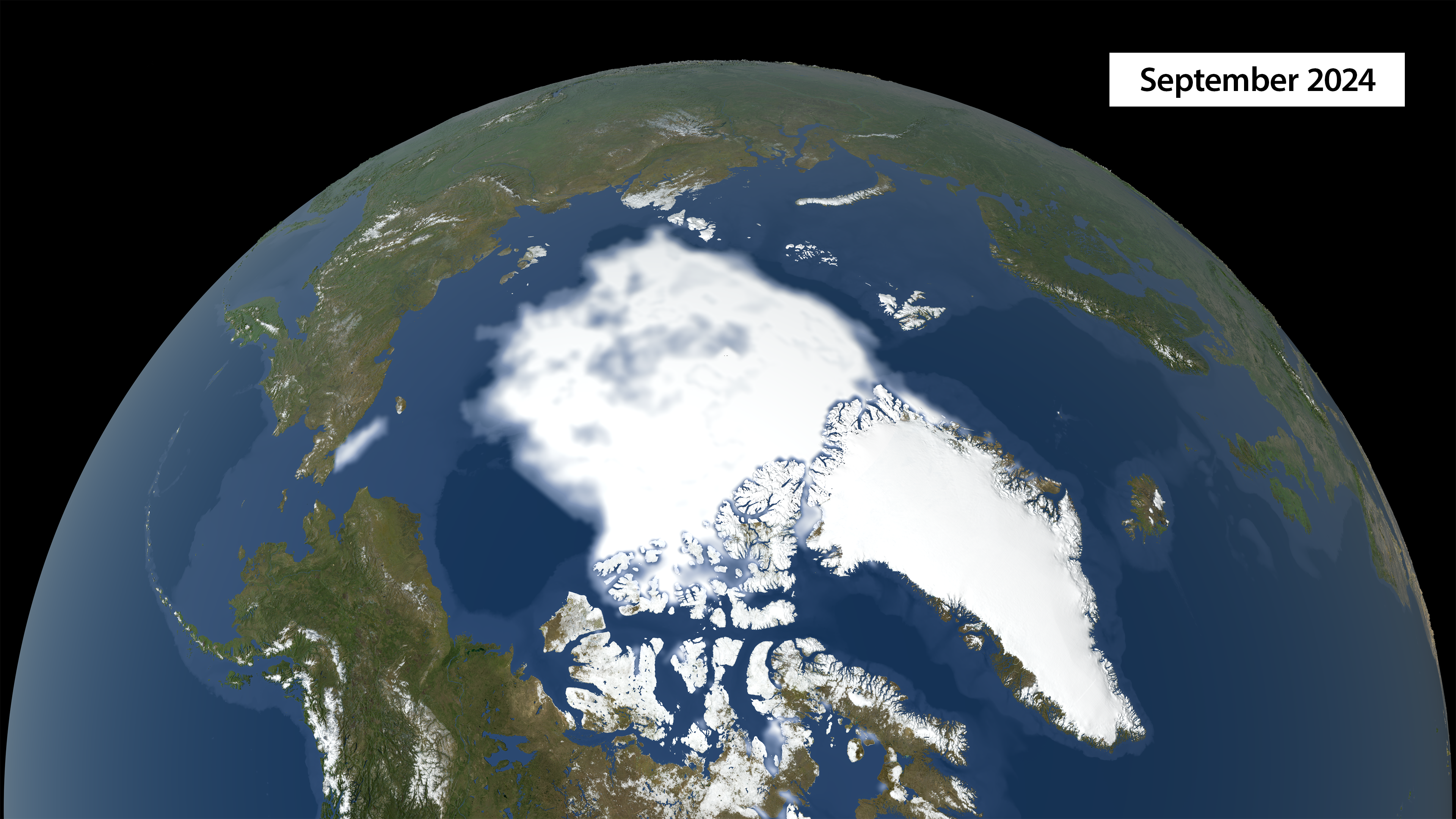 Map of Arctic sea ice in September 2024