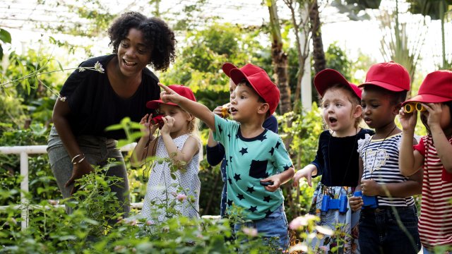 Teacher in an outdoor classroom