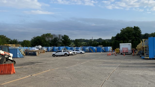 Blue frac tanks