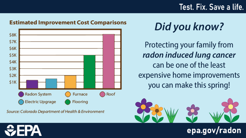 image of chart demonstrating radon mitigation is less expernsive than other home improvements