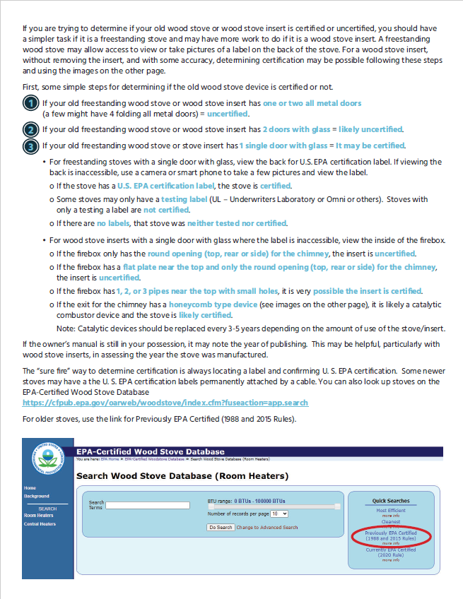 flowchart to determine if a woodstove is certified