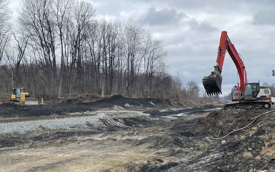 Heavy machinery removing soil