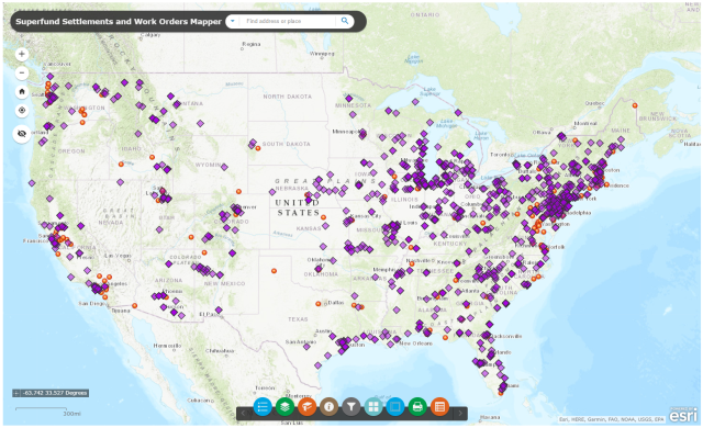 Image of Superfund Cleanup Work Map