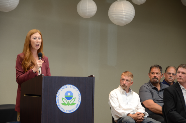 EPA Region 7 Administrator Meg McCollister provides remarks at the SuperJTI graduation ceremony for the Tri-State Mining District in Joplin, Missouri, on June 6, 2024.