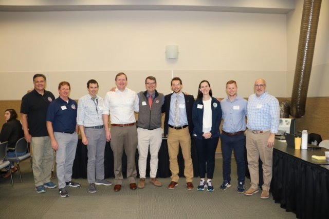 Instructors at the February 2024 Stormwater Workshop (L-R Shannon Serre (EPA), Worth Calfee (EPA), Jeff Szabo (EPA), Ryan Winston (Ohio State University), Bill Hunt (North Carolina State University), Caleb Mitchell (North Carolina State University), Anne Mikelonis (EPA), Josh Steenbock (EPA), John Archer (EPA).