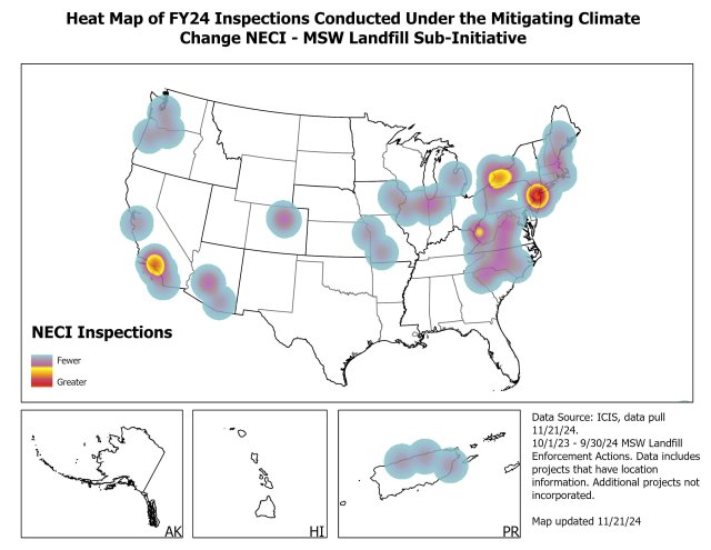 Image of a heat map showing conducted inspections