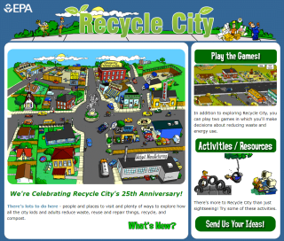 Screen Capture of the Recycle City Home Page - Click to Visit