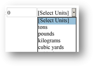 Screenshot of Select Units dropdown menu from MS4 Year 4 Annual Report Templates