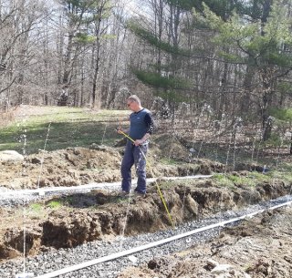 Septic system pressure testing trenches