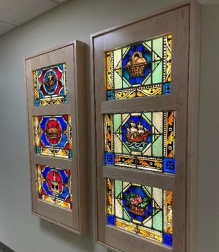 Stained glass windows from old church (photo credit: SPHDC)