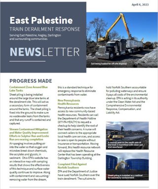 East palestine response newsletter from 4-4-2023