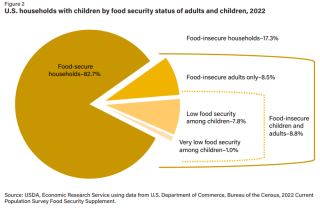 Pie chart depicting that 8.8% of households with children were food-insecure in 2022