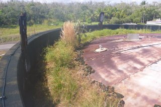 Severe corrosion at the sludge processing tanks has caused unsafe conditions, preventing maintenance of roof and causing further corrosion at Hilo Wastewater Treatment Plant