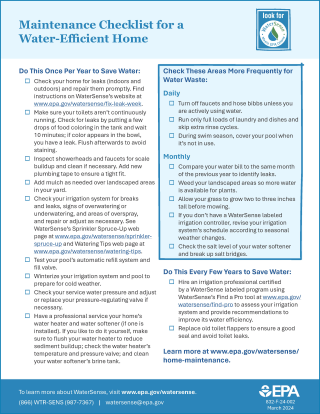 Image showing the cover of the Maintenance Checklist for a Water-Efficient Home document